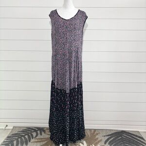 Starina Vintage Black Maxi Dress with Pink Floral Print size M